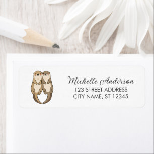 Cute Otter Couple Animal Love Return Address  Label