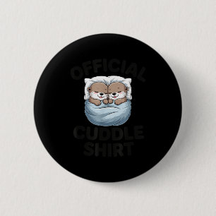 Cute Otter Couple Cozy Cuddle  Button