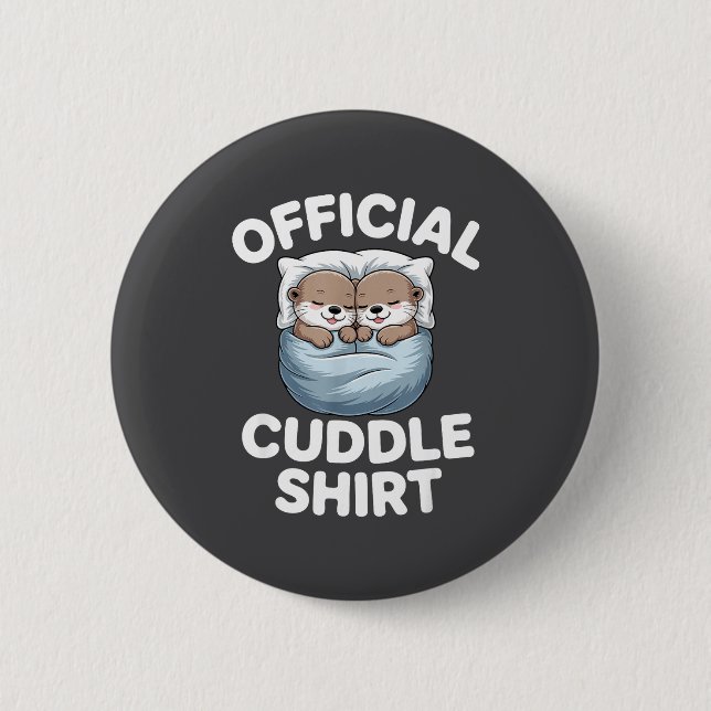 Cute Otter Couple Cozy Cuddle  Button (Front)
