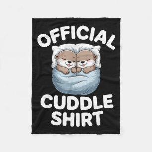 Cute Otter Couple Cozy Cuddle Fleece Blanket