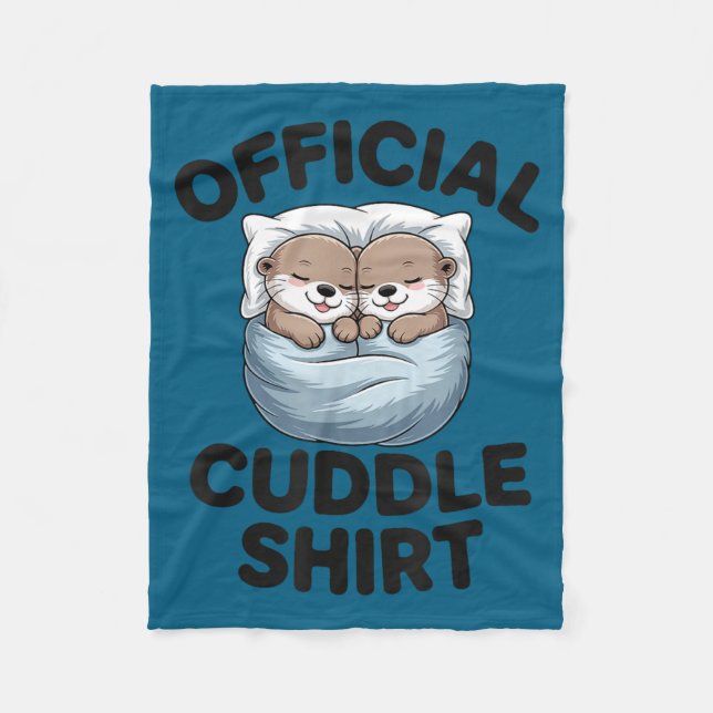 Cute Otter Couple Cozy Cuddle  Fleece Blanket (Front)