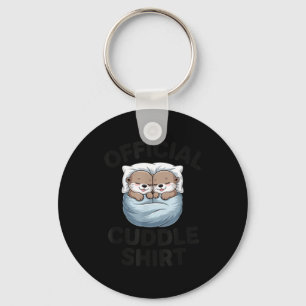 Cute Otter Couple Cozy Cuddle  Keychain