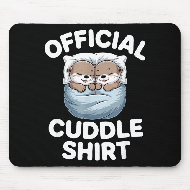 Cute Otter Couple Cozy Cuddle  Mouse Pad (Front)
