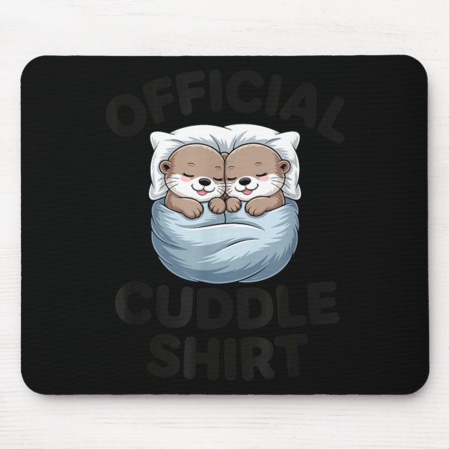 Cute Otter Couple Cozy Cuddle  Mouse Pad (Front)