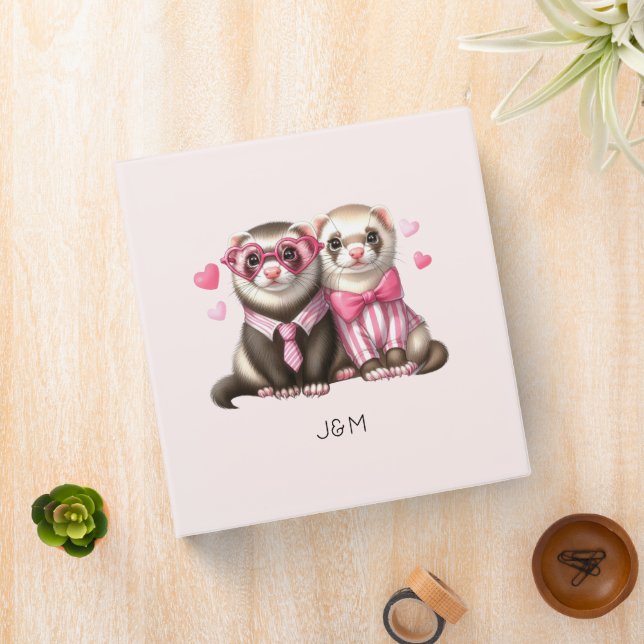 Cute Otter Couple in Love 3 Ring Binder (In Situ)