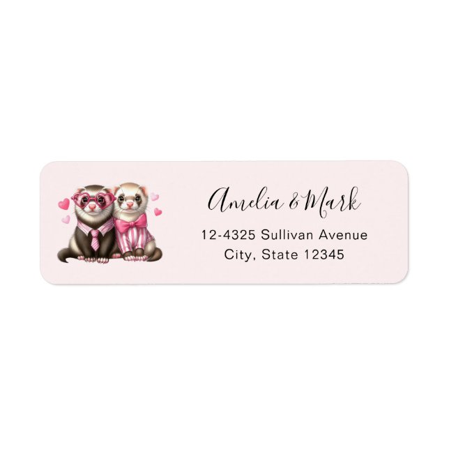 Cute Otter Couple in Love Address Label (Front)
