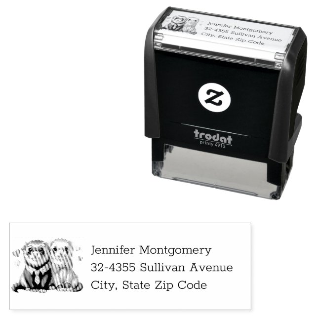 Cute Otter Couple in Love Address Self-inking Stamp (In Situ)
