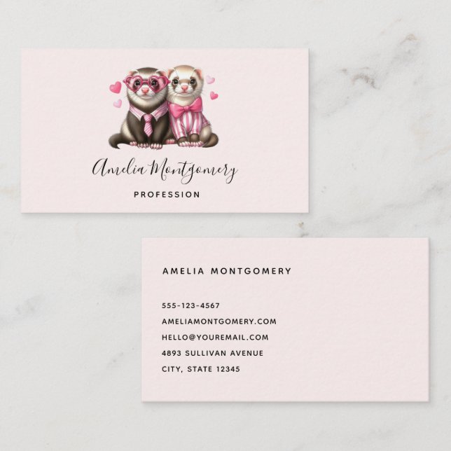 Cute Otter Couple in Love Business Card (Front/Back)