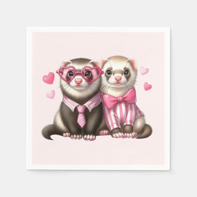 Cute Otter Couple in Love Napkins (Front)