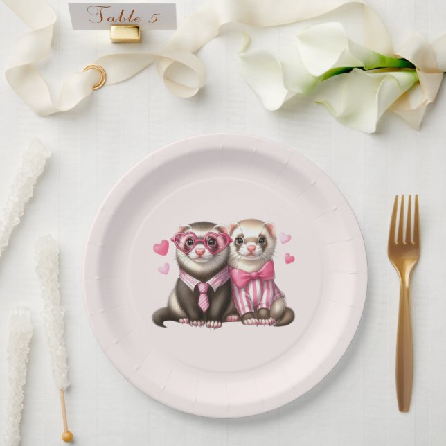 Cute Otter Couple in Love Paper Plates (Wedding)
