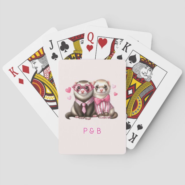 Cute Otter Couple in Love Poker Cards (Back)
