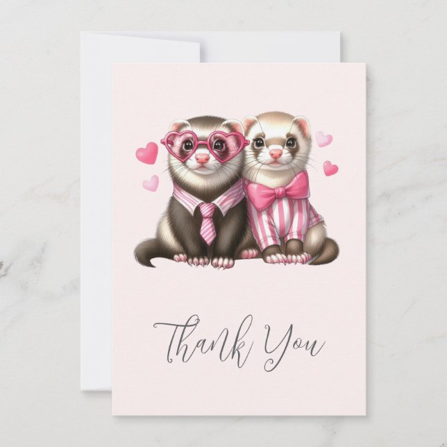 Cute Otter Couple in Love Thank You Card (Front)