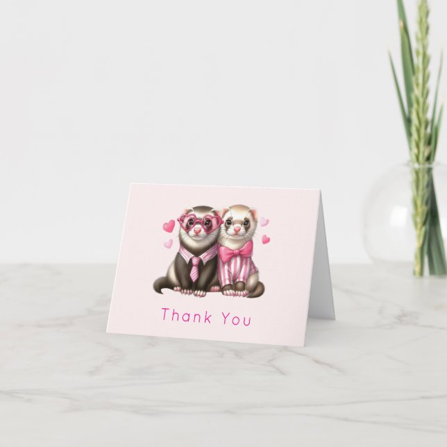 Cute Otter Couple in Love Thank You Card (Front)