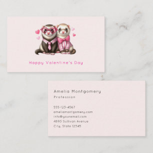 Cute Otter Couple in Love Valentine's Day Business Card