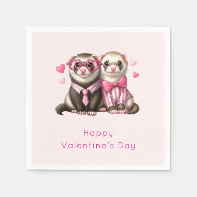 Cute Otter Couple in Love Valentine's Day Napkins (Front)