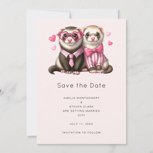 Cute Otter Couple in Love Wedding Save The Date (Front)