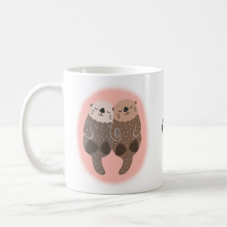 Cute Otter Couple Love Customized with name Coffee Mug