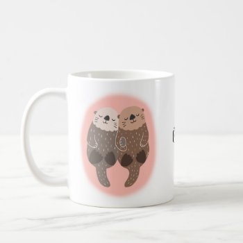 Cute Otter Couple Love Customized With Name Coffee Mug by MiKaArt at Zazzle