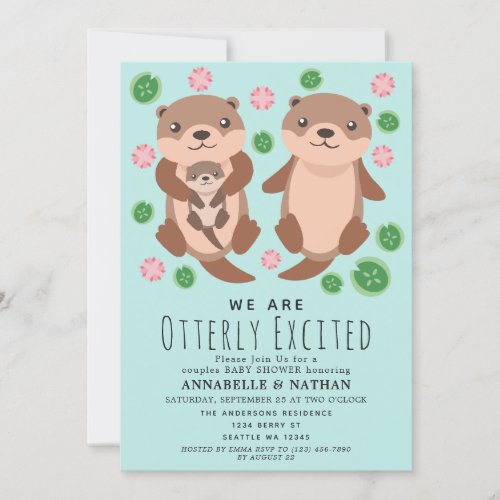Cute Otter Couples Baby Shower Invitation