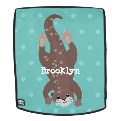 Cute otter diving cartoon illustration backpack