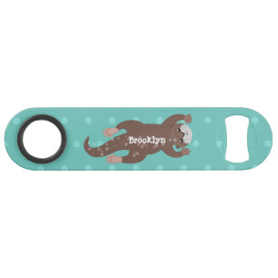 Cute otter diving cartoon illustration bar key