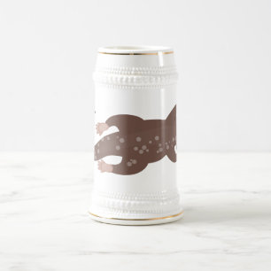 Cute otter diving cartoon illustration beer stein