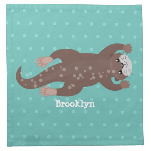 Cute otter diving cartoon illustration cloth napkin