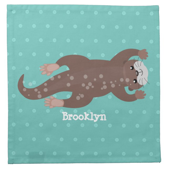 Cute otter diving cartoon illustration cloth napkin (Front)