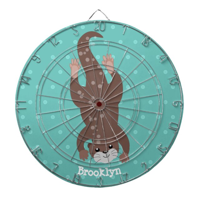 Cute otter diving cartoon illustration dart board (Front)