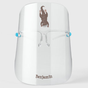 Cute otter diving cartoon illustration face shield