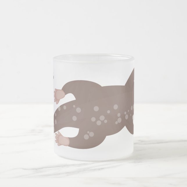 Cute otter diving cartoon illustration frosted glass coffee mug (Center)