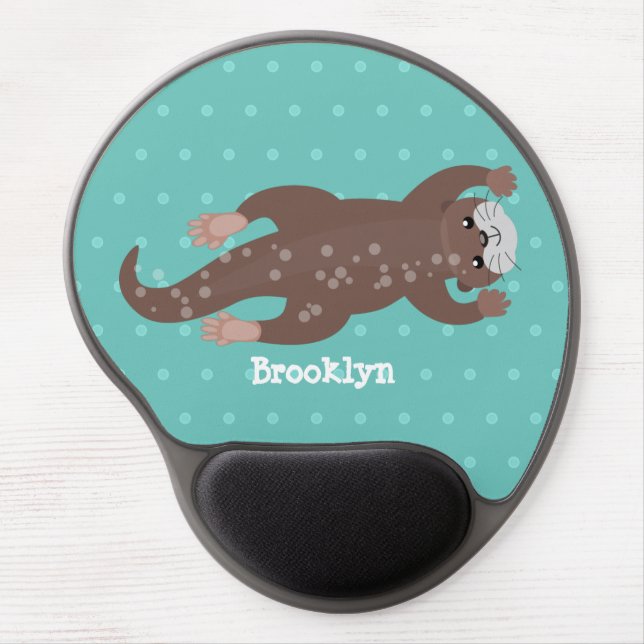 Cute otter diving cartoon illustration gel mouse pad (Front)