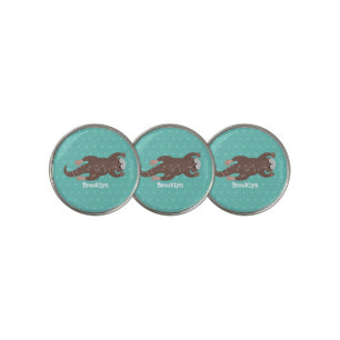 Cute otter diving cartoon illustration golf ball marker