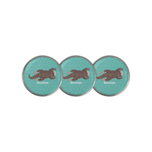 Cute otter diving cartoon illustration golf ball marker