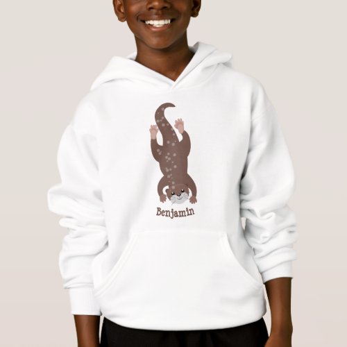 Cute otter diving cartoon illustration hoodie