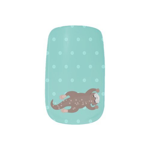 Cute otter diving cartoon illustration minx nail art