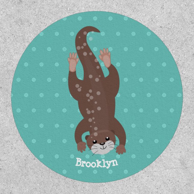 Cute otter diving cartoon illustration patch (Front)
