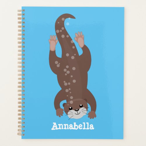 Cute otter diving cartoon illustration planner