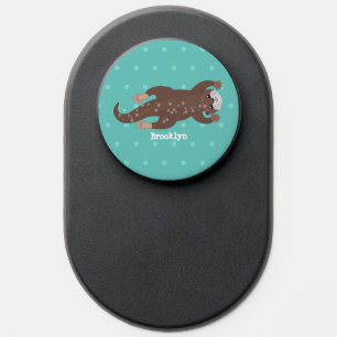 Cute otter diving cartoon illustration PopSocket