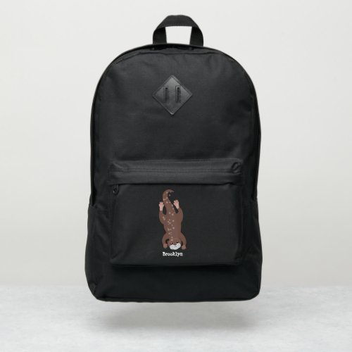Cute otter diving cartoon illustration port authority backpack