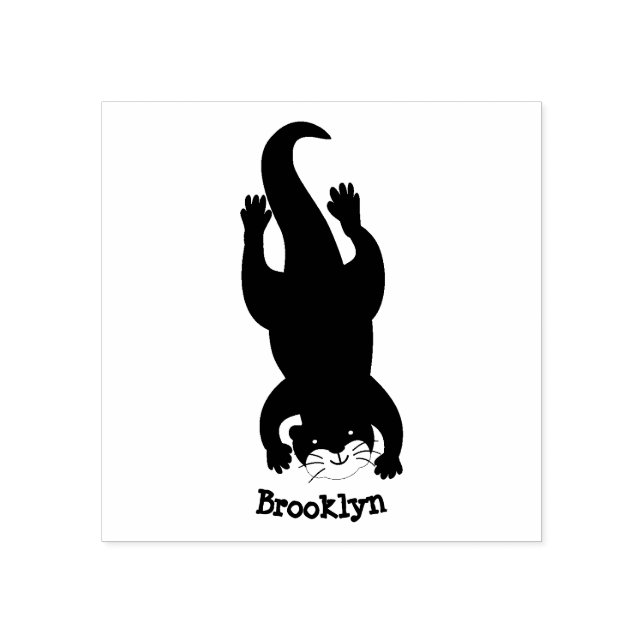 Cute otter diving cartoon illustration rubber stamp (Imprint)