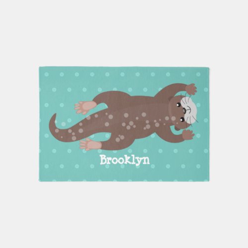 Cute otter diving cartoon illustration rug