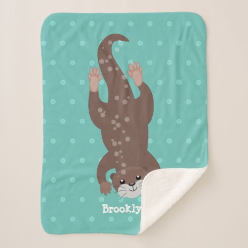 Cute otter diving cartoon illustration sherpa blanket