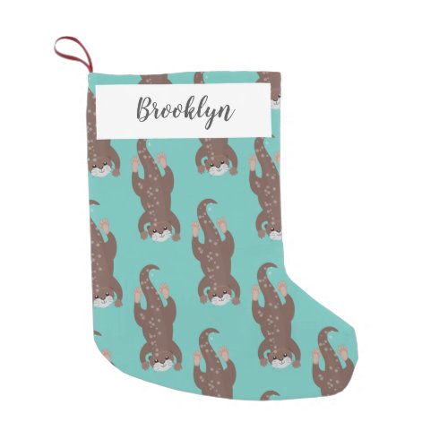 Cute otter diving cartoon illustration small christmas stocking