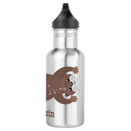 Cute otter diving cartoon illustration stainless steel water bottle