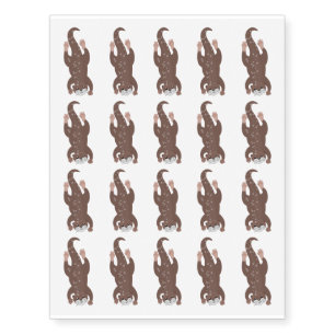 Cute otter diving cartoon illustration temporary tattoos