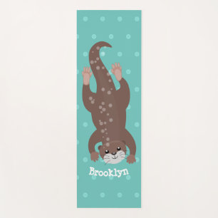 Cute otter diving cartoon illustration yoga mat