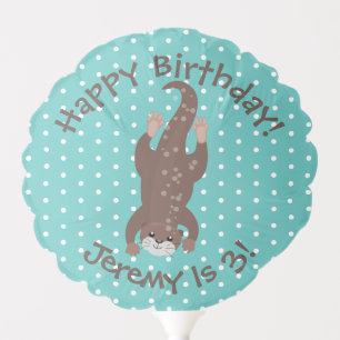 Cute otter diving on teal cartoon illustration balloon