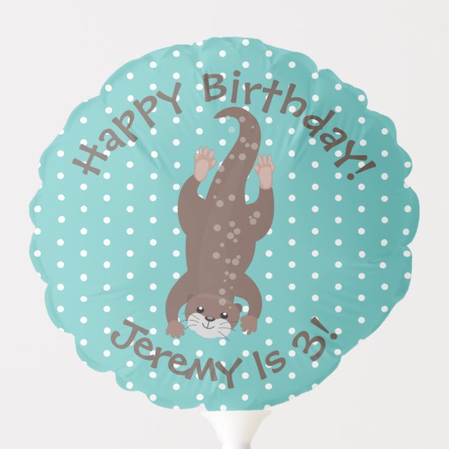 Cute otter diving on teal cartoon illustration balloon (Front)