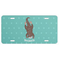 Cute otter diving on teal cartoon illustration